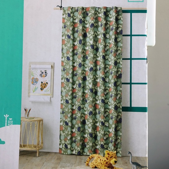 Pillowfort Dinosaur Foot/Forest Print 99.9% Black Out Curtain Panel - Picture 3 of 9